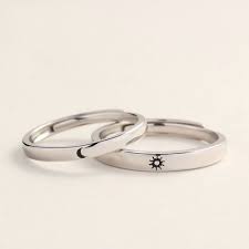 S925 Sterling Silver Sun Moon Promise Rings Couple Ring Set Etsy Handmade Engagement Rings Couples Ring Set Couple Ring Design