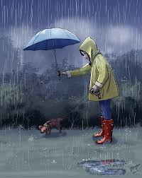 Kusura Bakma Sahip Bu Yagmurlu Havada Da Seni Disari Cikarmak Zorunda Kaldim Ama Napayim Cok Sikistim Girl And Dog Dog Illustration Art