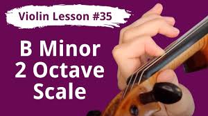 A melodic minor scale (2 octaves) violin ascending: Free Violin Lesson 35 First Minor Scale B Minor 2 Octaves Violin Lounge