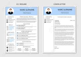 Resume Template For Men Modern Cv And Cover Letter Layout With Royalty Free Cliparts Vectors And Stock Illustration Image 129254779