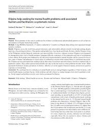 Qualitative research deals with the characteristics observed from the respondents. Pdf Filipino Help Seeking For Mental Health Problems And Associated Barriers And Facilitators A Systematic Review