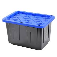 Misslo extra large moving bags heavy duty sto. Plastic Heavy Duty Storage Tote Box 23 Gallon Black With Blue Lid Stackable 4 Pack Amazon Com Industrial Scientific