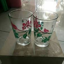 Souvenir gelas jakarta pusat, souvenir gelas cantik, gelas. Gelas Kaca Beling Motif Bunga 6pcs Murah Shopee Indonesia