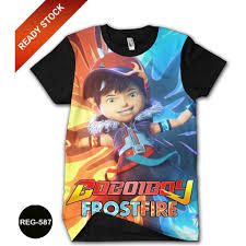 Gambar gambar mewarnai boboiboy galaxy kumpulan gambar. Boboiboy Frost Fire T Shirt Boboiboy The Movie 2 Reg 587 Shopee Philippines