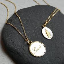 Medaille Jeton Perle Medaille Miraculeuse 18 Carat Pendant Necklace Pendant