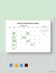Free Monthly Appointment Calendar Template Word Google Docs Apple Pages Pdf Calendar Template Appointment Calendar Calendar