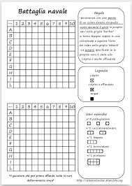 Scarica e stampa uno schema di prova. Schedarionline Battaglia Navale Gioco