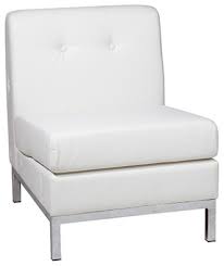 Orange hilton faux leather armless accent chair w wood legs hilton orange chair. Wall Street Armless Chair White Faux Leather Contemporary Armchairs And Accent Chairs By Ami Ventures Inc Houzz