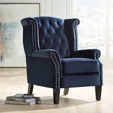 Williamsburg Navy Blue Tufted Wingback Armchair 37t50 Lamps Plus Wingback Armchair Wingback Chair Living Room Blue Accent Chairs