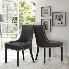Devon Claire Laguna Fabric Nailhead Trim Dining Chair Gray Walmart Com Dining Chairs Dining Chair Upholstery Wingback Dining Chair