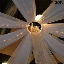Sooo excited to share with you about my esthetic studio's ceiling makeover! 20ft White Ceiling Drapes Sheer Curtain Panels Fire Retardant Fabric With 4 Pocket Wedding Ceiling Ceiling Draping Reception Ceiling