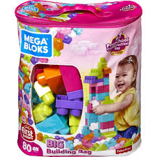 Mega Bloks Big Building Bag Pink 80pc Big Building Building Toys Kids Shop