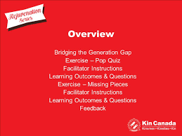 Choose one to start playing: Bridging The Generation Gap Overview Bridging The Generation Gap Exercise Pop Quiz Facilitator Instructions Learning Outcomes Questions Exercise Ppt Download