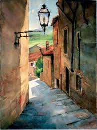 Die Toskana Gemalt Als Aquarelle Landschaften Malen Aquarell Toskana