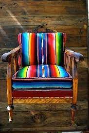 Mexican Serape Used As Upholstery Mexican Home Decor Patchwork Furniture Family Room Decorating