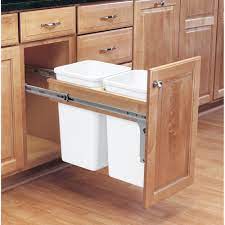 Includes two 35 quart trash cans. Business Industrial No Door Kit 35 Quart Chrome Kitchen Cabinet Double Garbage Trash Can Pull Out Building Materials Supplies