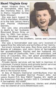 Obituary for Hazel Virginia Gray, 1919-2013 (Aged 93)