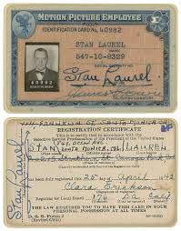 Stan Laurel S Wartime Motion Picture Employee Identification Card And Selective Service Registration 194 Stan Laurel Laurel And Hardy Stan Laurel Oliver Hardy