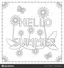 Kleurplaat De Uitdrukking Hello Summer Met Bloemen En Boter Vectorafbeelding Door C Yasyazagoruiko Vectorstock 159124606