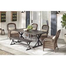 Home depot canada outdoor dining table. Hampton Bay Beacon Park 6 Piece Brown Wicker Outdoor Dining Set With Toffee Cushions The Home Depot Canada