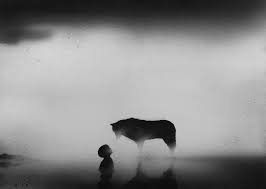 Black And White Watercolor Painting Hazy Black Watercolor Paintings Of Children With Animals Watercolor Illustration Watercolor Paintings Black And White Painting