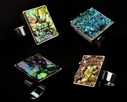 Bismuth Crystal For Sale 1 Inch Square Bismuth Crystal In A Silver Plated Ring Custom Order Yours Here Metal Crystal Jewelry Bismuth Crystal Crystals Bismuth