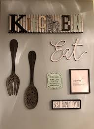 Kitchen Wall Decor Pottery Barn Fork And Spoon Mixed With Hobby Lobby Signs To Complete An Empty Kitchen Wall Decor Hobby Lobby Wall Decor Dining Wall Decor