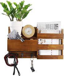 Amazon Com Nhz Wooden Wall Mount Entryway Mail Envelope Organizer With Drawer Key Holder Hooks Leash Wall Organization Mail Organizer Wall Floating Shelves