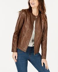 Style Co Petite Faux Leather Moto Jacket Created For Macy S Petites Jackets Blazers Macy S Faux Leather Jackets Blazer Jackets For Women Style Co