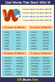 Built by word scramble lovers for word scramble lovers, see how many words you can spell in scramble words, a free online word game. Awesome Cool Words That Start With W English As A Second Language