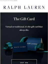 Online gift certificates are also offered and can be purchased at ralphlauren.co.uk and emailed directly to the recipient. Ralph Lauren Uk The Ralph Lauren Gift Card Milled