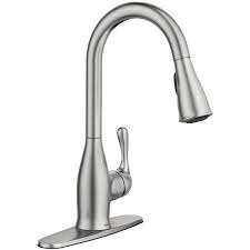 At lowe's, we have a faucet to suit every style. Moen Kaden Single Handle Pull Down Sprayer Kitchen Faucet With Reflex And Power Clean In Spot Resist Stainless 87966srs The Home Depot