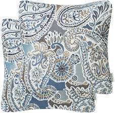 Mika Home Pack Of 2 Decorative Pillow Covers Throw Pillow Cases Paisley Pattern 18x18 Inches Blue Brown Cream Multicolor Amazon Ca Home