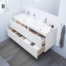 Pour une salle de bains bien rangée et zen. Godmorgon Meuble Lavabo 4tir Brillant Blanc 140x47x58 Cm Ikea