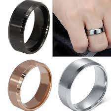 1 Fashion Mens Stainless Steel Smooth Ring Band Titanium Silver Black Wedding Ring Ebay Fas Interesting Wedding Rings Wedding Rings Titanium Wedding Rings