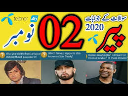 2 November 2020 Telenor App Today Quiz Today My Telenor Questions Test Your Skills Youtube