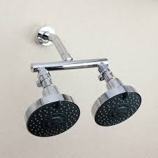 Dual Shower Head Manifold Tube Shower Arm With Fixed Showerheads Chrome With Flow Shut Off Valve For Diverter Control Shower Heads Dual Shower Heads Shower Arm