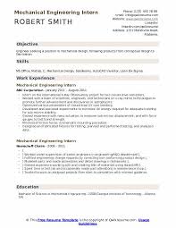 Mechanical Engineering Intern Resume Samples Qwikresume
