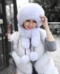 Fox Fur Hat With Fur Tails Fox Fur Fur Accessories Fur Hat