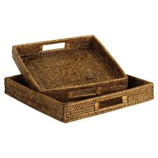 Browse our full range of products from dressing tables to complete modern kitchens. Paul French Country Handcrafted Brown Rattan Table Trays With Handles Set Of 2 Large 12 17 W Kathy Kuo Home