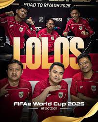 Timnas eFootball Indonesia berhasil lolos ke putaran final FIFAe World Cup  eFootball 2025 di Riyadh, Arab Saudi. Ini menjadi kesempatan Timnas  eFootball untuk mempertahankan gelar juara yang diraih pada FIFAe World Cup