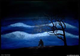 One of the many paintings by. Man In Deep Thinking Ocean Wave Art Painting By Swati Singh