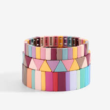 Jd Jewelry Custom Bohemia Miyuki Tila Beads Bracelet Colorful Painted Rainbow Tile Bracelet Buy Bohemia Metal Colorful Painted Bracelet Enamel Cuff