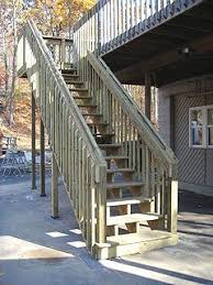 A reasonable option for a brick or concrete building would be a concrete deck. How To Build Handrails For Second Floor Deck Stairs Outdoor Stairs Stairs Stringer Building Stairs