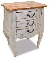 Give your french country bedroom texture and eclectic versatility by adding in modern materials. Amazon Com French Country Bedside Table Small Antique Rustic Furniture 3 Wooden Drawers Vintage Shabby Chic Cabinet Bedroom Storage Unit Living Room Side End Telephone Plant Lamp Nightstand Solid Reclaimed Wood Kitchen