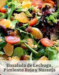 Ensalada De Lechuga Pimenton Y Naranja Recetas De Ensaladas Ensaladas De Lechuga Recetas Con Naranjas Ensaladas