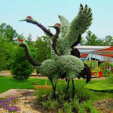 Japanischer Kranich Skulpturen Garten Garten Gartenkunst