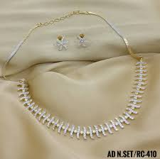 American Diamond Wedding Wear Necklace Set Rama Creations Manufacturer Wholesalers Of Artificial Fashion Real Gold Jewelry Fashion Jewelry American Diamond