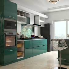 Glossy Green Cabinets Infuse Vitality To This Kitchen Kitchen Modular Kitchen Remodel Small Kitchen Furniture Design