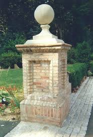 Brick columns with aluminum fence and gate. Brick Pillars Brick Columns Driveway Brick Columns